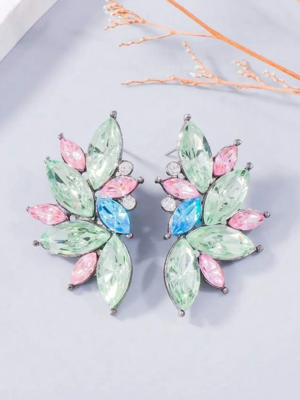 Retro Cluster Crystal‎ Dangle Earrings Rhinestone Statement Stud Earrings